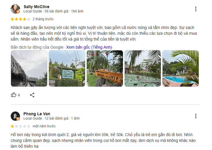 Khách du lịch nước ngoài đánh giá cao về tiện nghi của Khu du lịch. Tuy nhiên, khách hàng cũng phản ánh thái độ của nhân viên chưa đúng mực