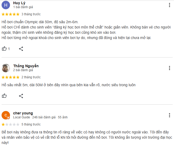Khách hàng khen ngợi tiêu chuẩn hồ bơi nhưng cũng phản ánh về thái độ nhân viên