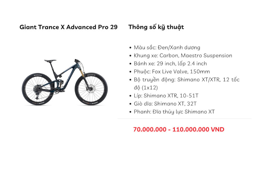 Giant Trance X Advanced Pro 29, xe đạp địa hình cho người lớn thách thức mọi kỹ thuật leo dốc và đổ đèo