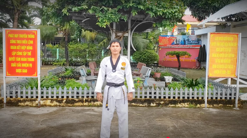 Kết quả thắt đai Taekwondo hai vòng chắc chắn, phù hợp tập luyện cường độ cao