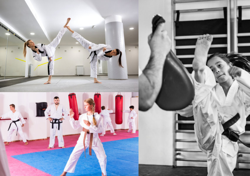 Võ sinh Taekwondo thực hiện cú đá chuẩn xác, minh họa tầm quan trọng của kỹ thuật đúng trong học võ.