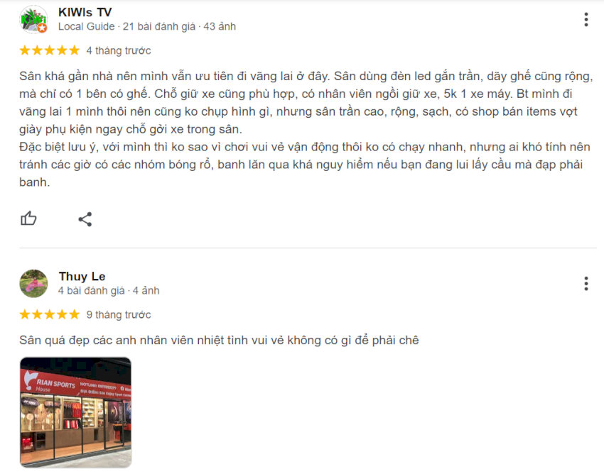 Phản hồi tích cực từ khách hàng về chất lượng dịch vụ của sân Enjoy Sport