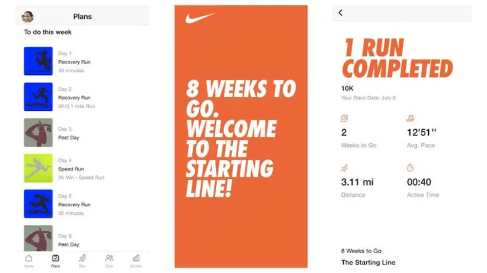 Giao diện trực quan của app chạy bộ Nike Run Club, phổ biến toàn cầu