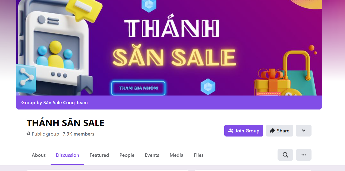Tham gia các group săn sale Facebook để được liên tục cập nhật các voucher giảm giá