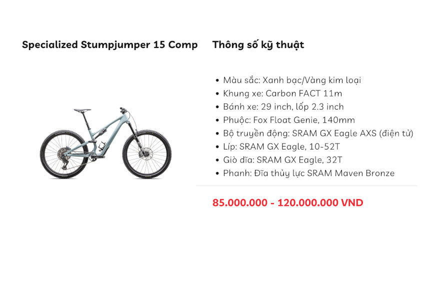 Specialized Stumpjumper 15 Comp, xe đạp địa hình cho người lớn toàn diện về mọi mặt
