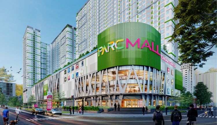 Hình ảnh tổng quan trung tâm thương mại Parc Mall Quận 8 với kiến trúc hiện đại