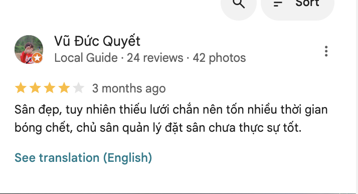 Một số đánh giá của người chơi về sân bóng Đông Đô 2