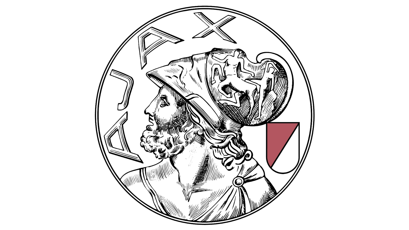 Logo biểu tượng CLB bóng đá Ajax với hình chiến binh Hy Lạp Ajax
