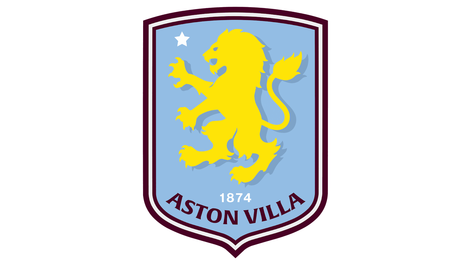 Biểu tượng Aston Villa với sư tử vàng giơ vuốt trên nền khiên xanh