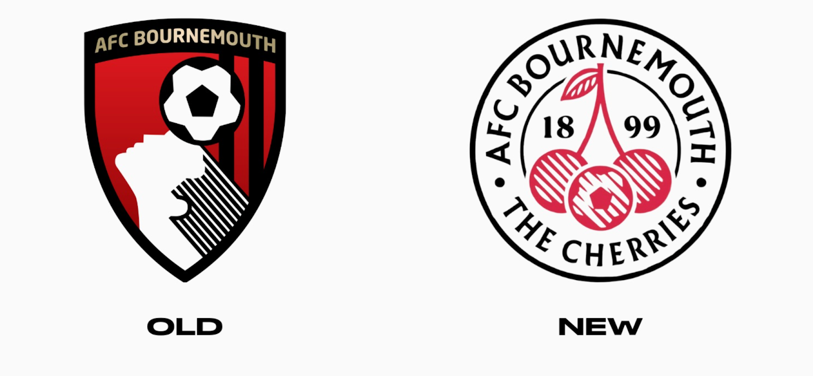 Logo AFC Bournemouth phiên bản mới với hình hai quả anh đào đỏ rực