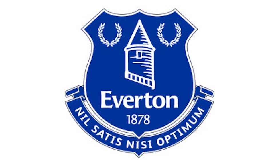 Logo Everton với Tháp Prince Rupert và khẩu hiệu Latinh