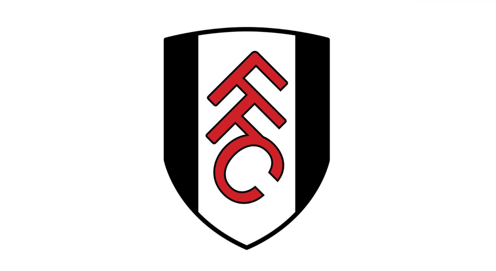 Biểu tượng Fulham FC với chữ FFC trên nền trắng và sọc đỏ đen