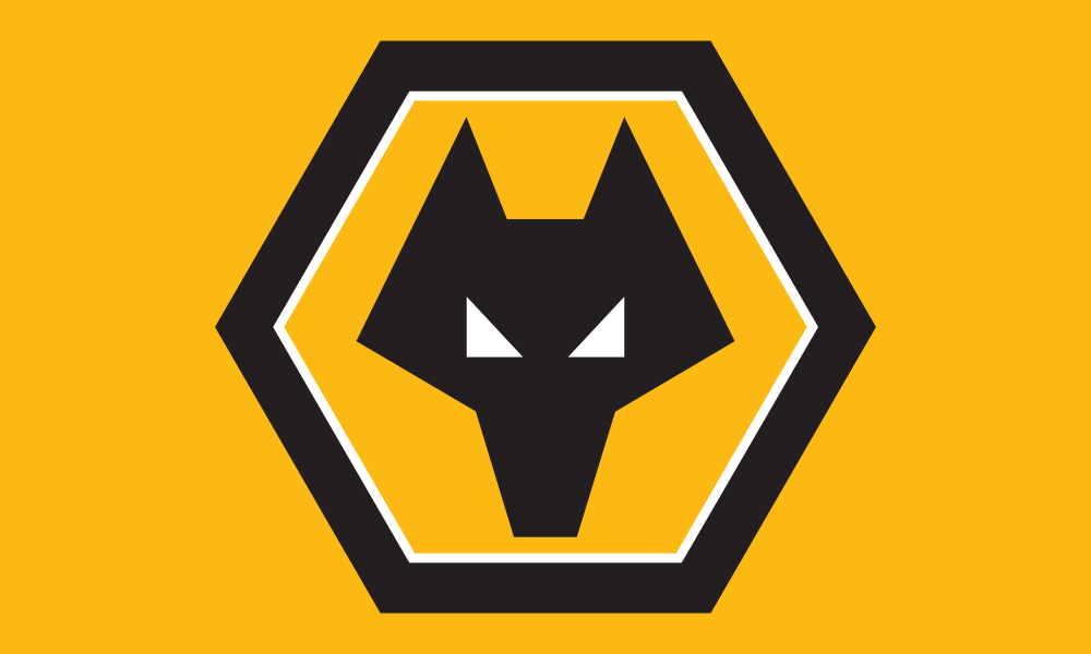 Logo Wolverhampton Wanderers với đầu sói đen trên nền lục giác vàng