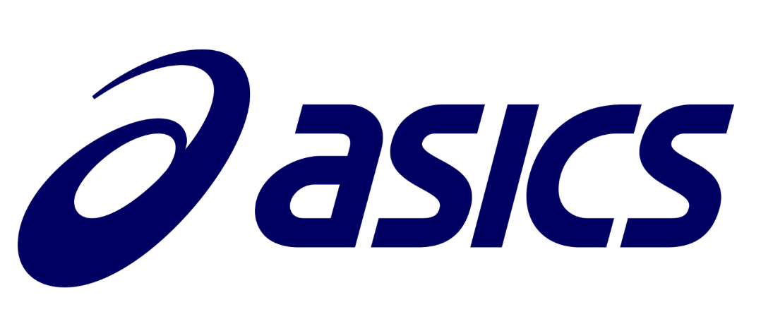 Logo giày thể thao ASICS với đường cong độc đáo