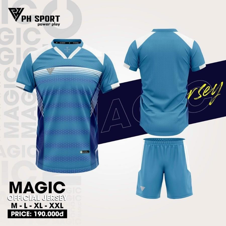 Áo đá bóng không logo PH Sport Power Play màu xanh lơ, mang đến sự khác biệt cho đội.