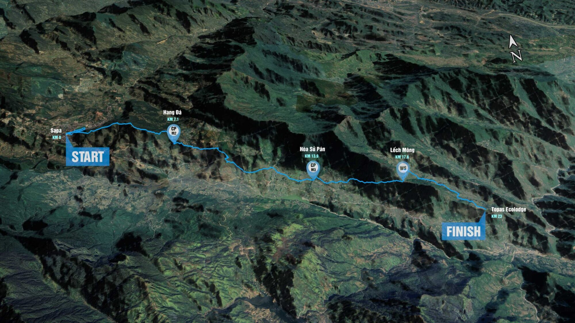 Vận động viên vượt qua cung đường chạy 21km tại Vietnam Mountain Marathon
