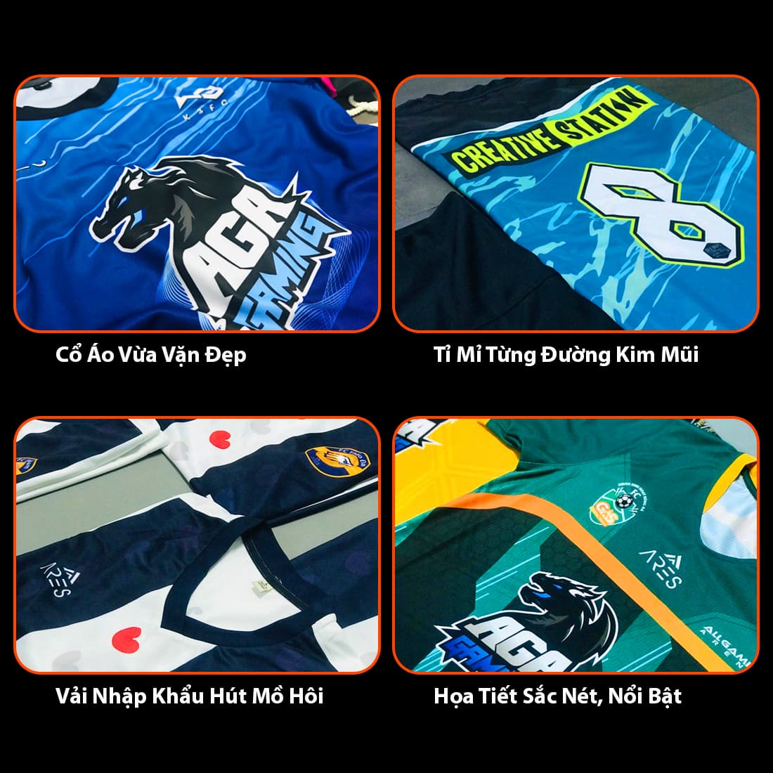 Kiểm tra chất lượng đường may áo bóng đá tự thiết kế online tỉ mỉ