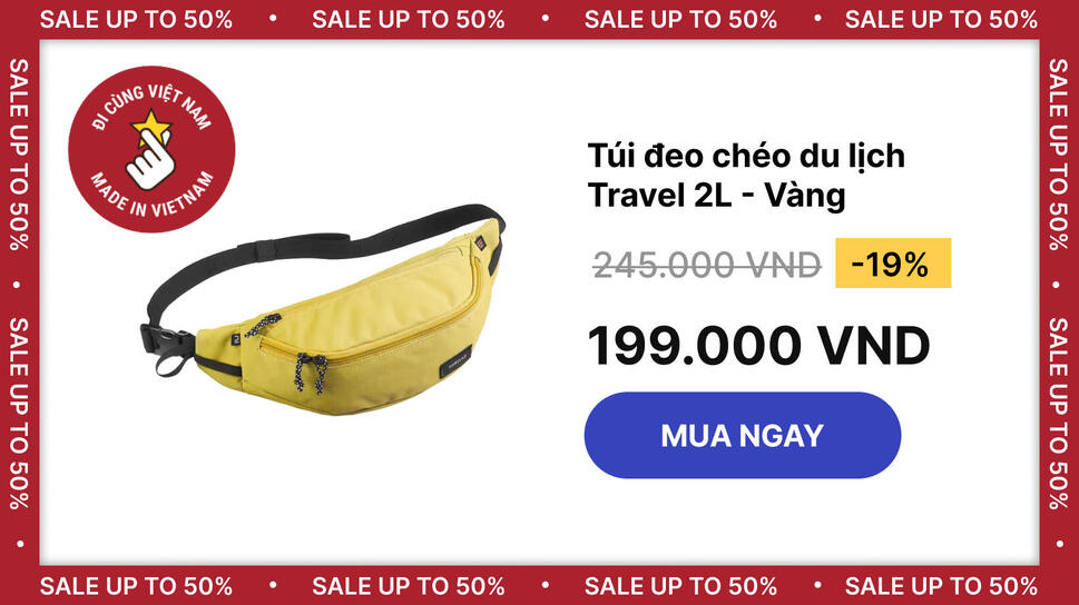 Túi đeo chéo du lịch Travel 2L, sản phẩm tiện dụng Made in Vietnam từ Decathlon