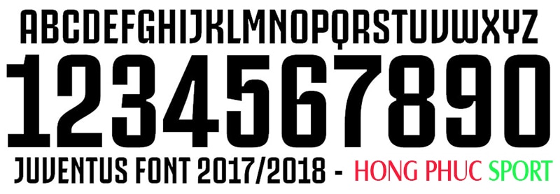 Download font chữ áo bóng đá Juventus 2017-2018