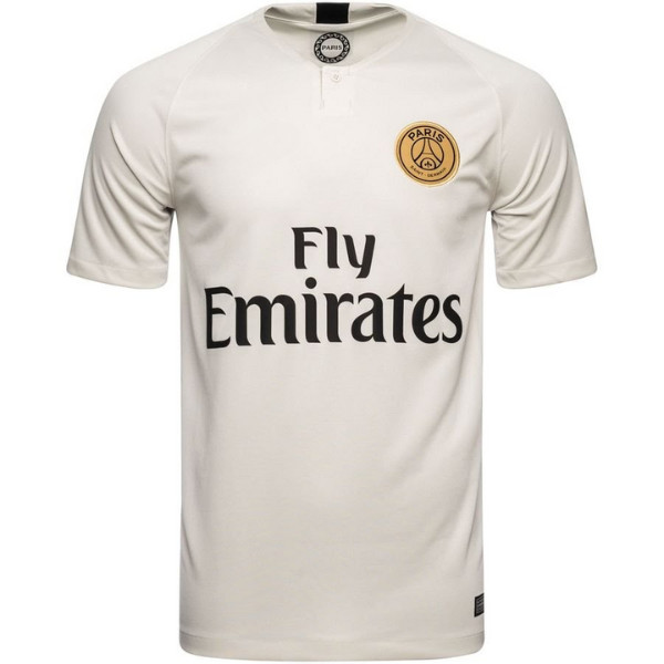 Áo bóng đá Paris Saint Germain sân khách màu kem sang trọng, tối giản.
