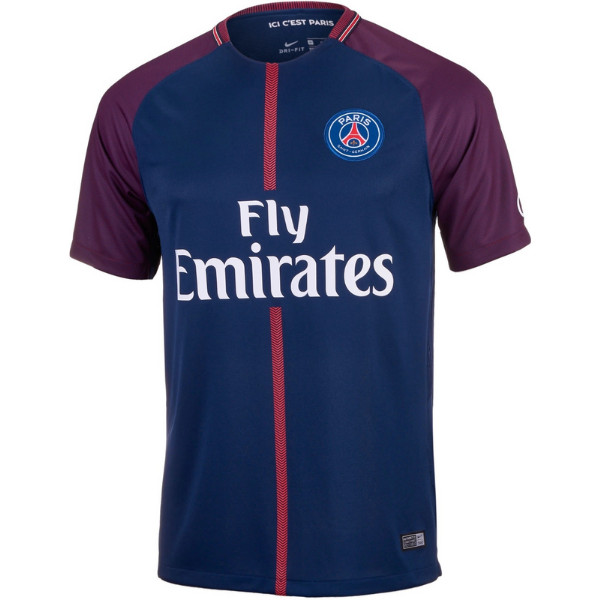 Áo bóng đá Paris Saint Germain sân nhà 2017-2018 với sọc mũi tên đỏ táo bạo.