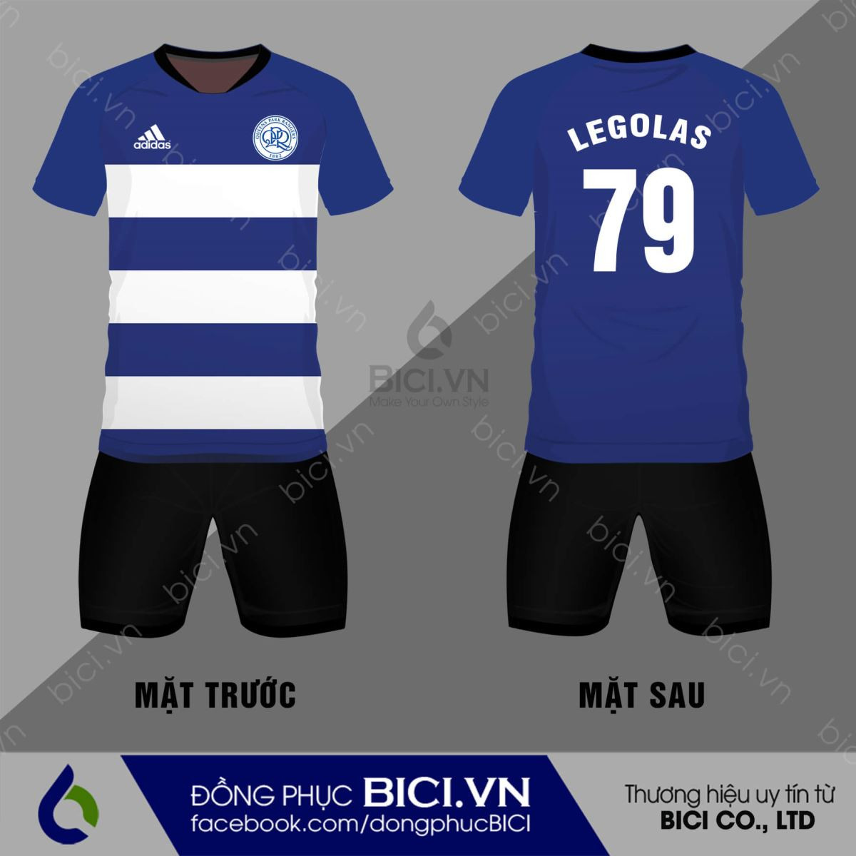 Áo bóng đá Queens Park Rangers sọc ngang trắng xanh