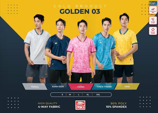 Áo Đá Banh Không Logo Golden 3 Full 5 Màu Vải Cao Cấp