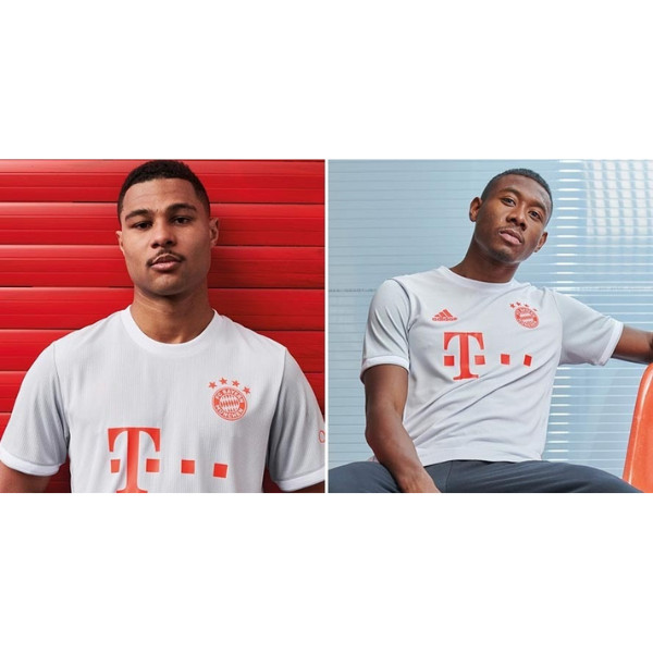 Áo đá bóng Bayern Munich sân khách 2020-2021 với thiết kế tối giản, tinh khôi màu trắng