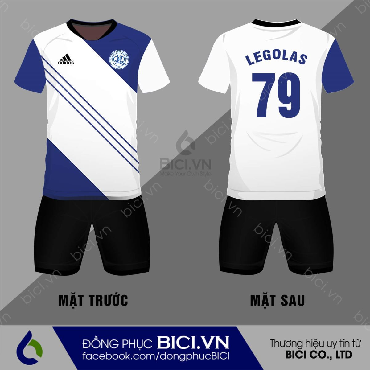 Áo đấu Queens Park Rangers trắng chủ đạo điểm xanh