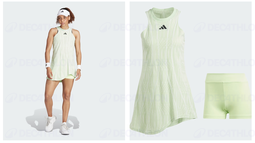 Áo pickleball xanh bơ dáng dài dấu quần Adidas, áo dáng dài chơi pickleball nữ