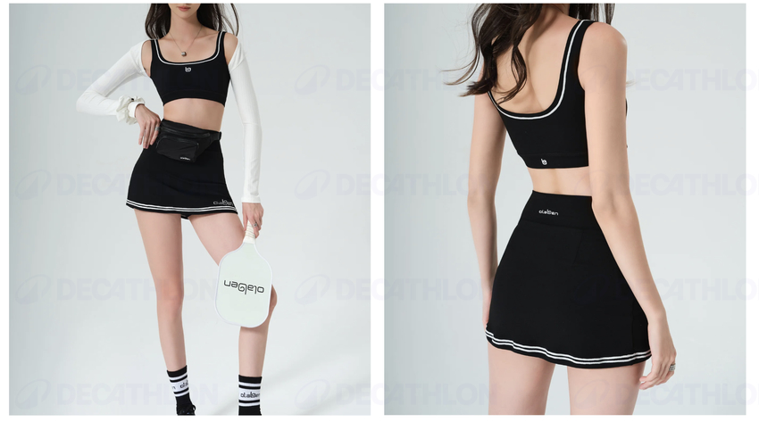 Áo thể thao Electric mix chân váy viền trắng cá tính, năng động, trang phục pickleball năng động