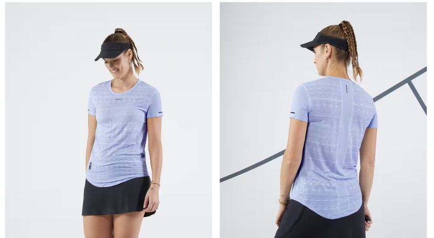 Áo thun Light 900 tím nhạt và chân váy đen, set đồ pickleball nữ năng động