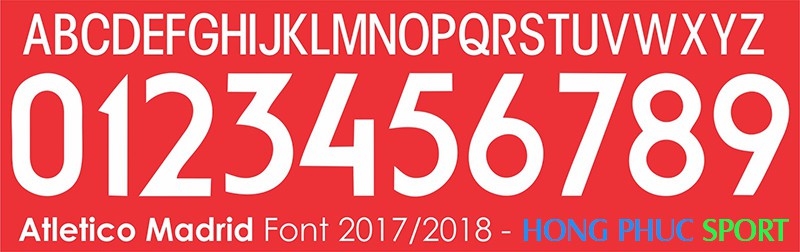 Download font chữ áo bóng đá Atletico Madrid 2017-2018