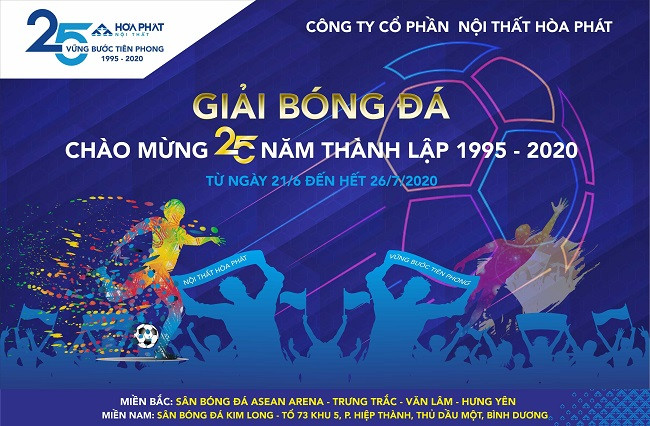 Backdrop tổ chức giải bóng đá chào mừng 25 năm thành lập, ghi dấu cột mốc quan trọng