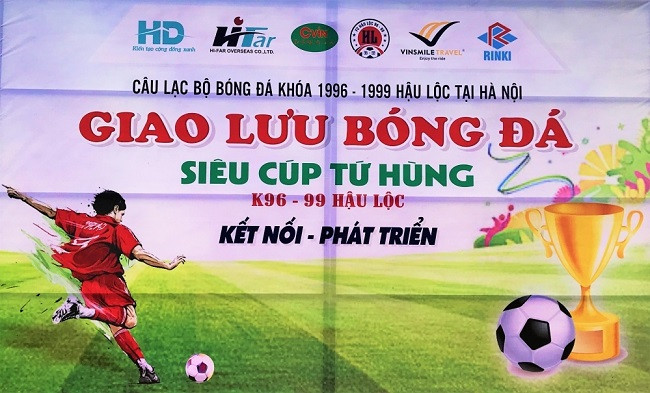 Background giao lưu bóng đá Siêu Cúp Tứ Hùng thể hiện sự kiện đặc biệt