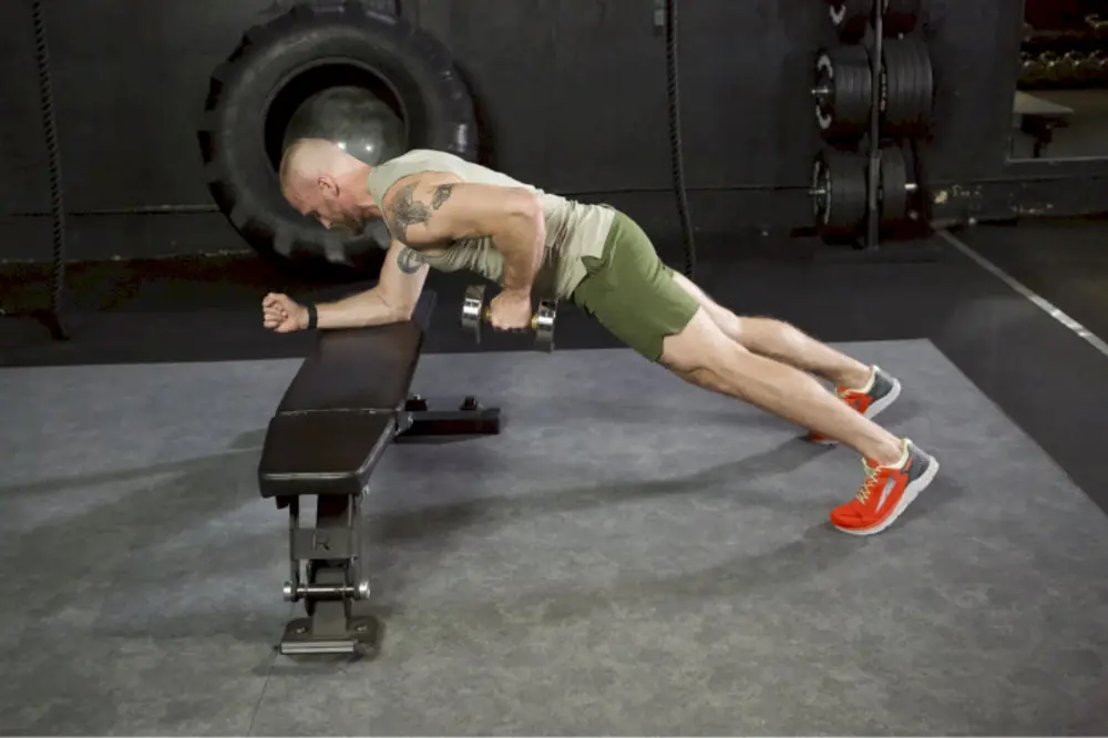 Plank kéo tạ Elevated Plank Row rèn luyện sức mạnh tay sau và core