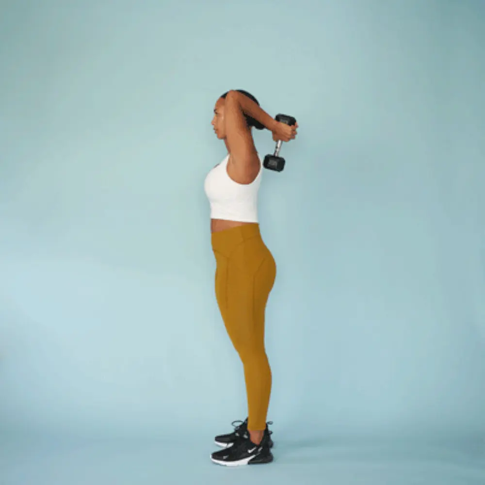 Standing Dumbbell Tricep Extension phát triển toàn diện cơ tay sau