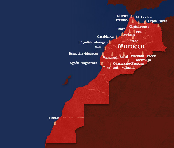 Bản đồ địa lý của Morocco, quốc gia với nền bóng đá phát triển