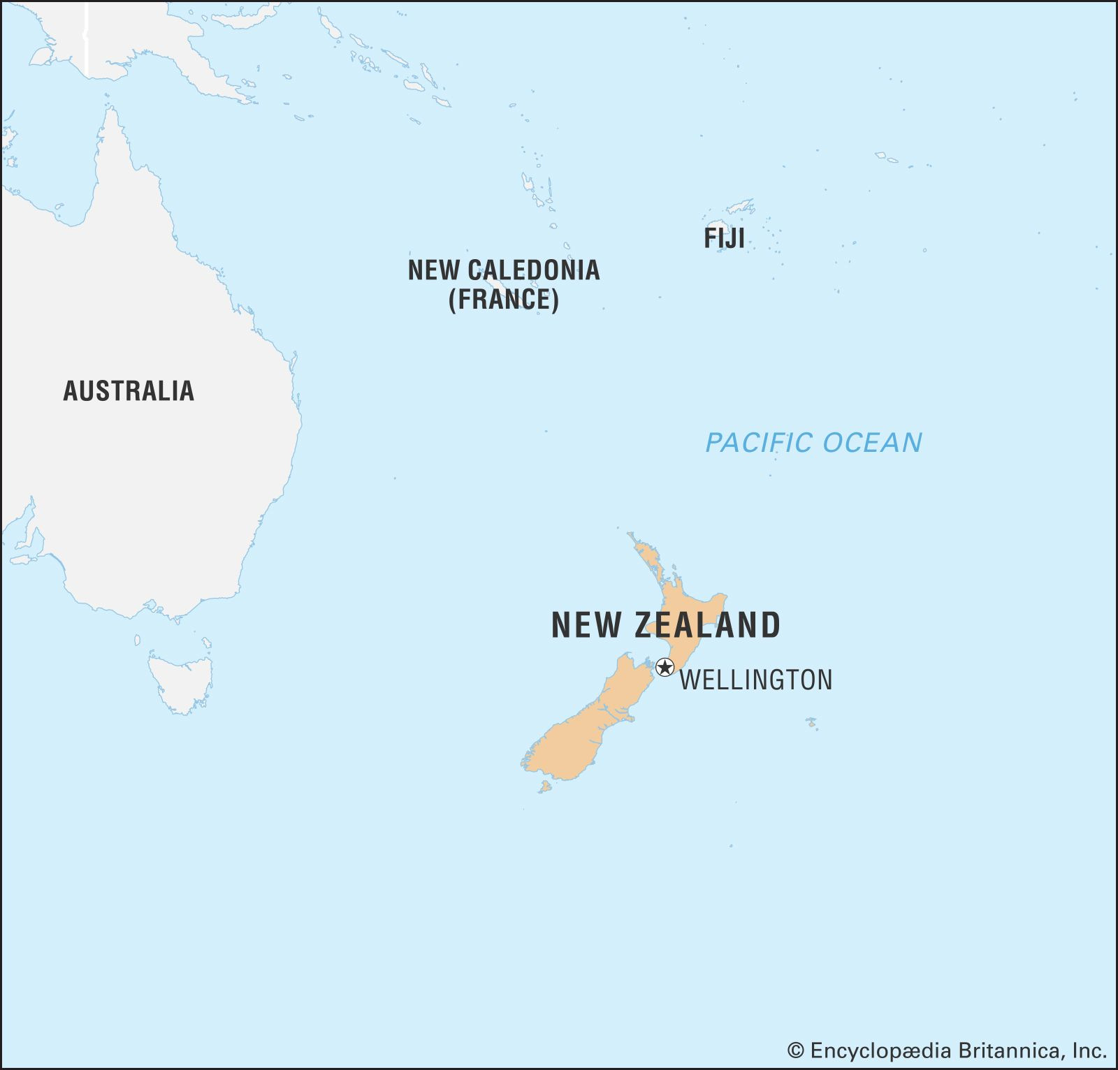 Bản đồ vị trí New Zealand trên thế giới