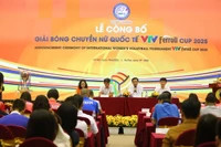 Ban tổ chức họp báo về giải bóng chuyền nữ quốc tế VTV Ferroli Cup 2025 tại Hà Nội