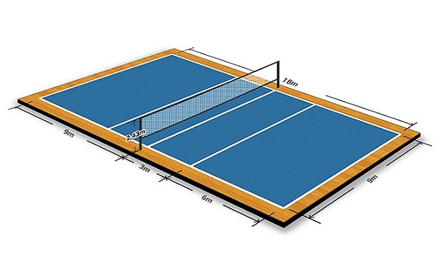 Bản vẽ tổng thể kích thước sân bóng chuyền chuẩn