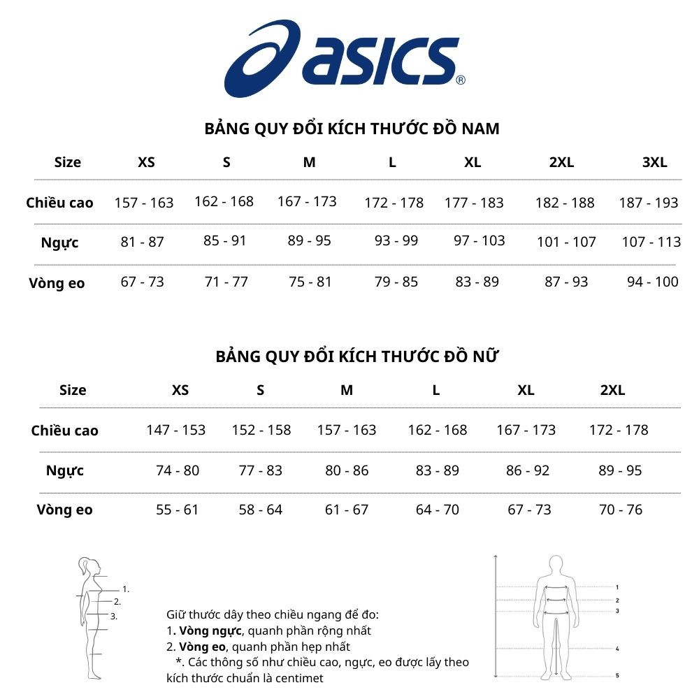 Bảng chọn size quần áo nam nữ