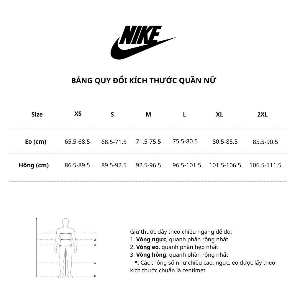 Bảng chọn size quần nữ