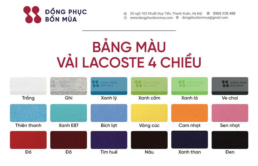 Bảng màu Lacoste 4 chiều cho quần áo bóng rổ nữ