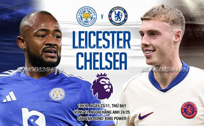 Bảng tỷ số trận đấu Leicester vs Chelsea tại vòng 12 Ngoại hạng Anh mùa giải 2024/25, minh họa kết quả đối đầu.