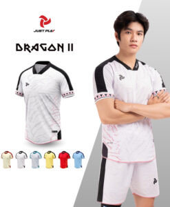 Bộ áo đá bóng Just Play Dragon II màu trắng hồng, thiết kế độc đáo và hiện đại.