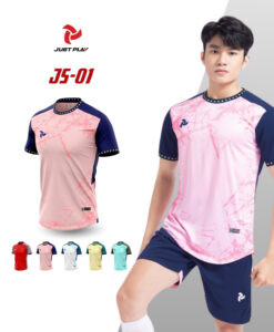 Bộ áo đá bóng Just Play JS-01 màu hồng cao cấp, tạo điểm nhấn trên sân.