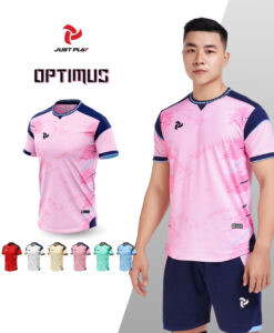 Bộ áo đá bóng màu hồng Just Play Optimus II, phong cách thể thao nữ tính.