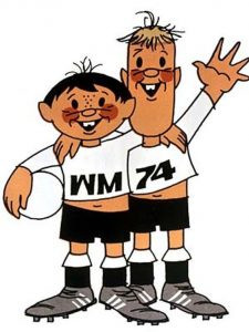 Bộ đôi Tip và Tap, linh vật World Cup 1974 tại Tây Đức, thể hiện tinh thần đoàn kết và vui tươi.