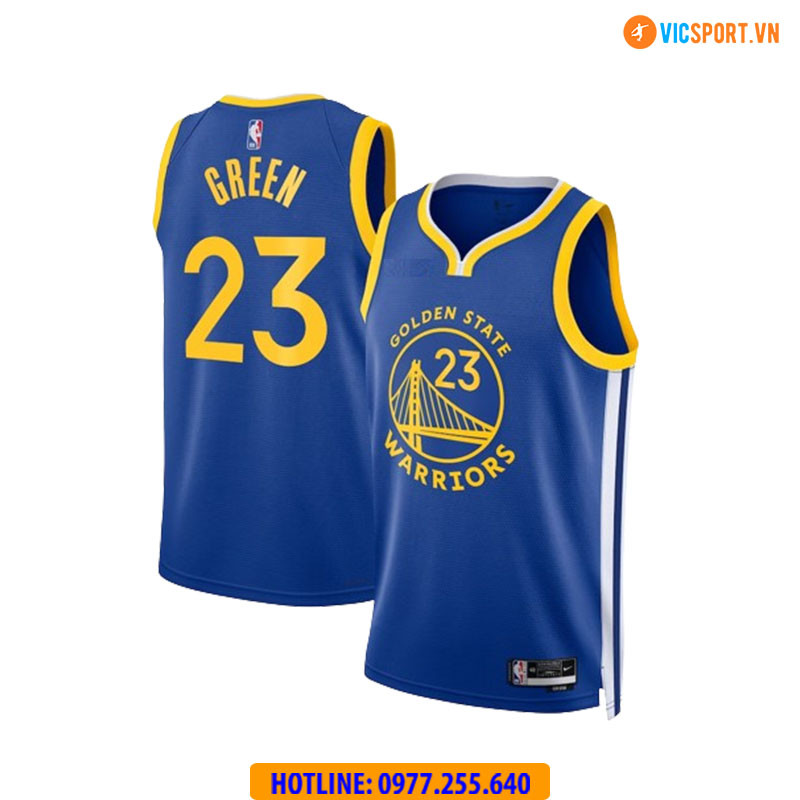 Bộ quần áo bóng rổ Golden State Warriors màu xanh bích năng động trên sân